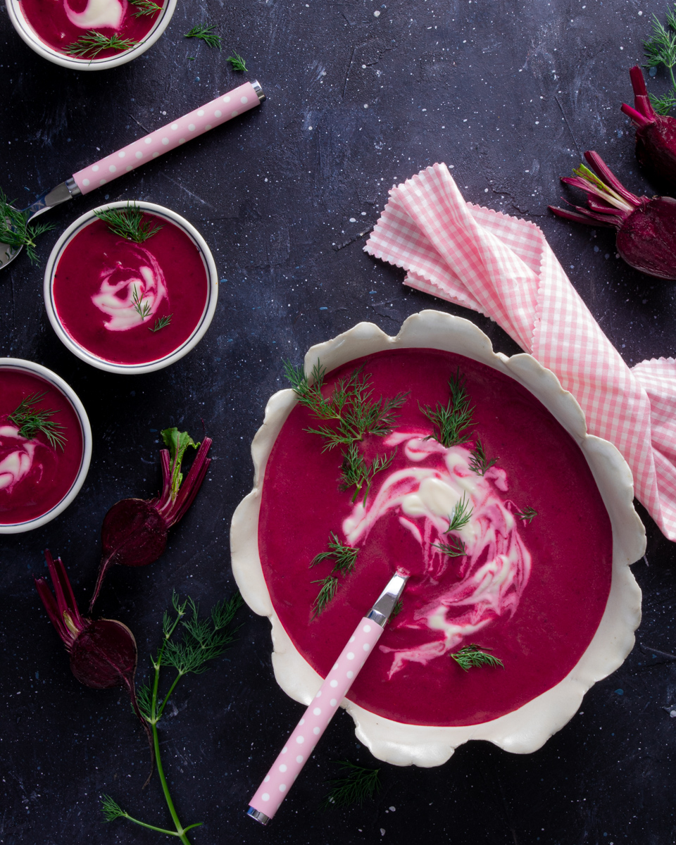 Roasted beetroot soup with sour cream